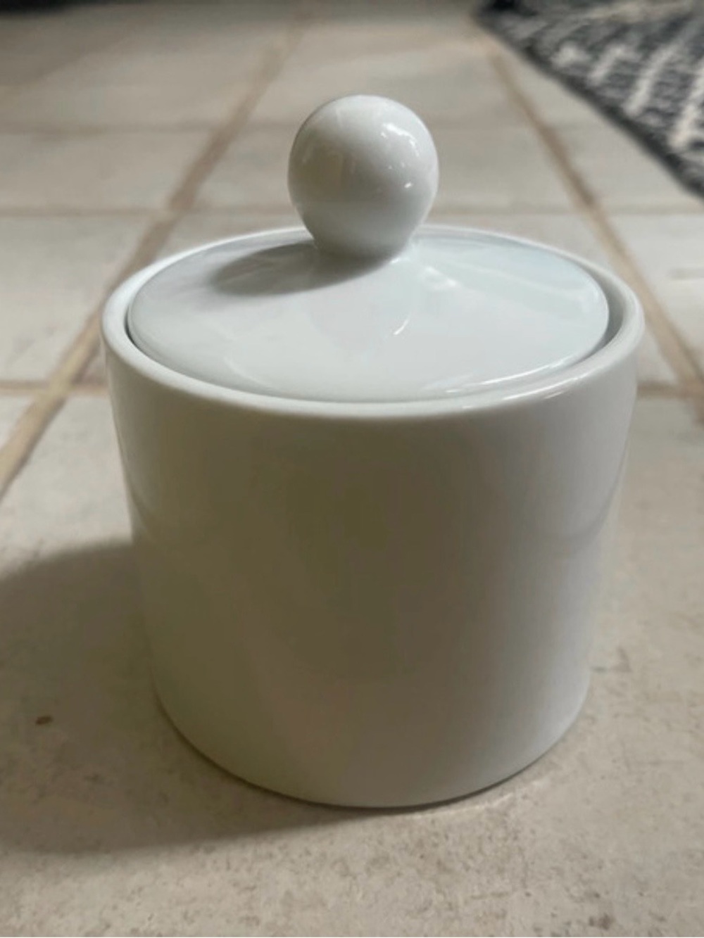 Minimalist White Ceramic Sugar Bowl or
Salt Cellar with Knob Lid